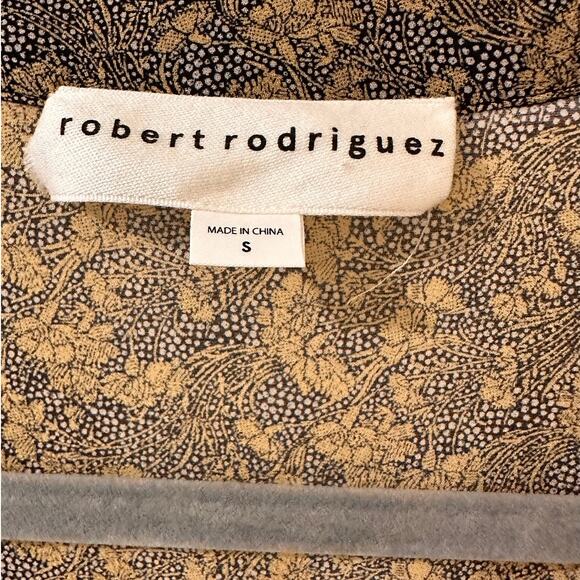 Robert Rodriguez Silk Chiffon Floral Feminine Peplum Bell Sleeve Top, S - Picture 2 of 9